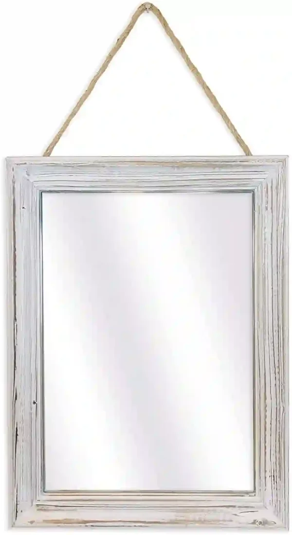 Decorative Rustic Mirror For Walls - Distressed White
