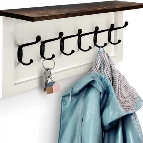 Decorative Coat Rack 6 Hooks - White