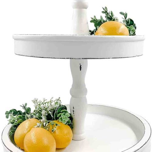 Beautiful Farmhouse Two Tiered Tray White