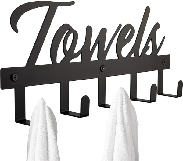 Aesthetic Bathroom Towel Rack for Wall Mount - Black