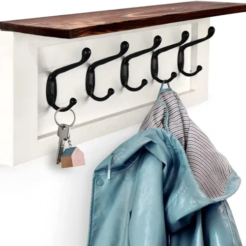 Decorative Coat Rack 5 Hooks- White