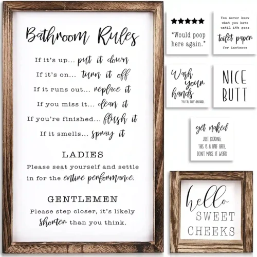 KIBAGA Farmhouse Bathroom Wall Decor Set of 2