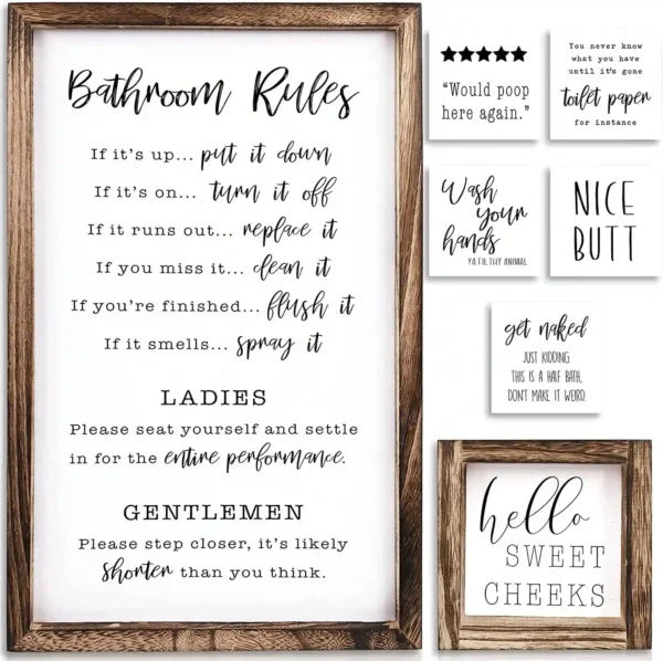 KIBAGA Farmhouse Bathroom Wall Decor Set of 2