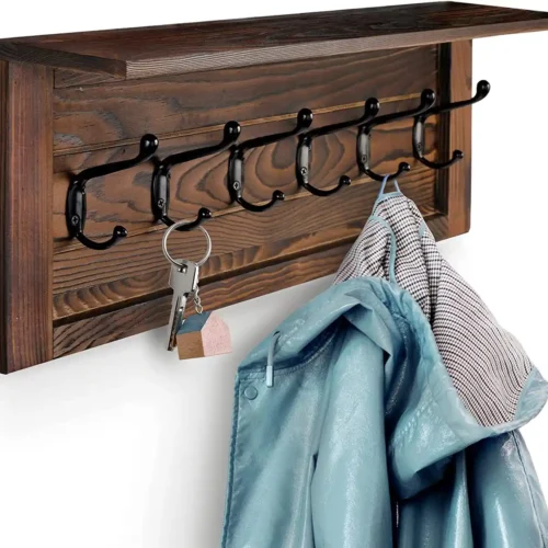 Decorative Coat Rack 6 Hooks- Brown