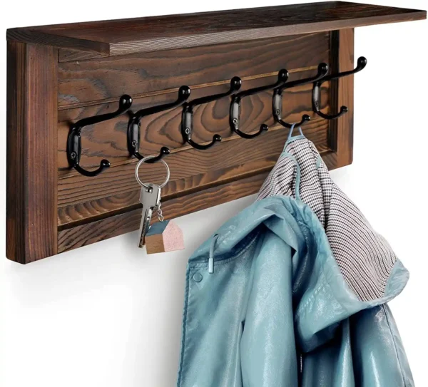 Decorative Coat Rack 6 Hooks- Brown