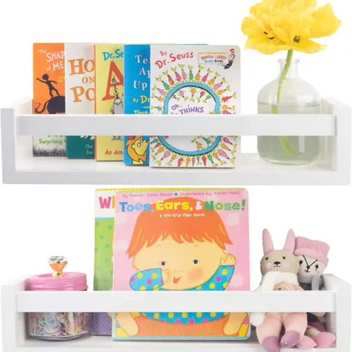 Beautiful Nursery Book Shelves with Cute Animal Prints Set for Kids Room