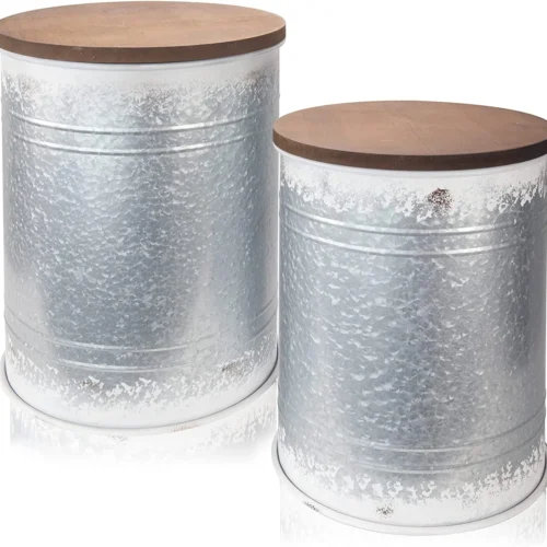 Farmhouse Storage End Table Set of 2