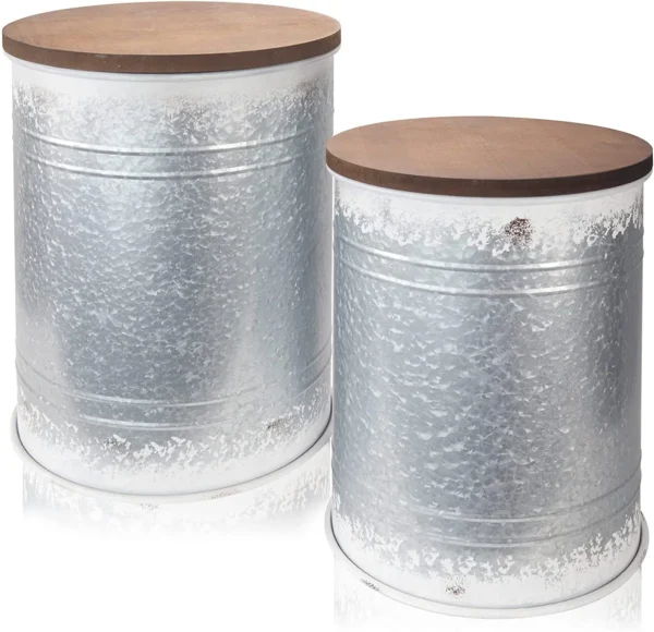 Farmhouse Storage End Table Set of 2