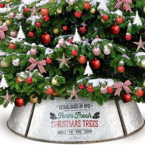 KIBAGA Farmhouse Christmas Tree Collar for Large Trees - 35"