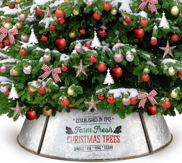 KIBAGA Farmhouse Christmas Tree Collar for Large Trees - 35"