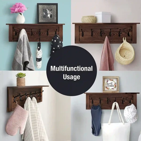 Decorative Coat Rack 6 Hooks- Brown