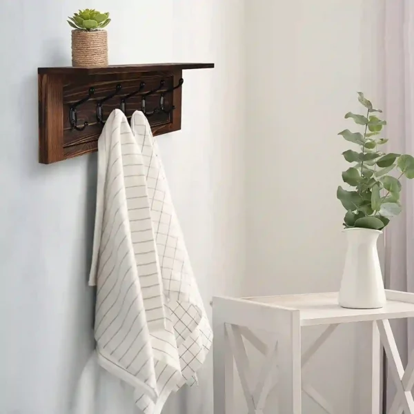 Decorative Coat Rack 5 Hooks- Brown