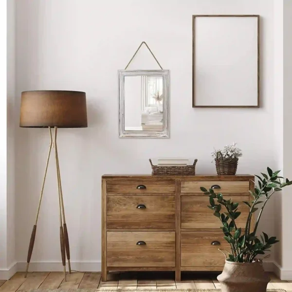 Decorative Rustic Mirror For Walls - Distressed White