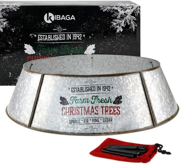 KIBAGA Farmhouse Christmas Tree Collar for Large Trees - 35"