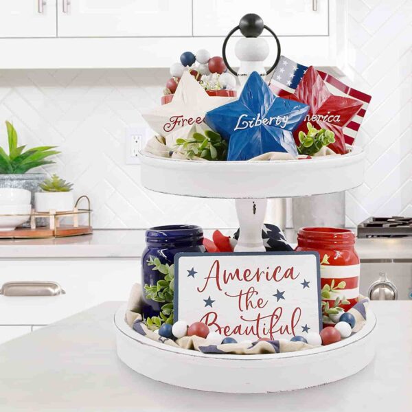 Beautiful Farmhouse Two Tiered Tray White