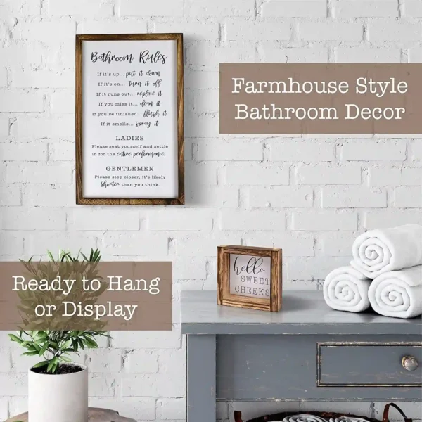 KIBAGA Farmhouse Bathroom Wall Decor Set of 2