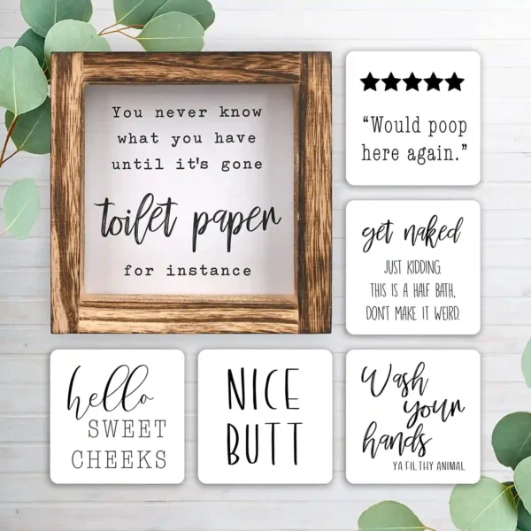 KIBAGA Farmhouse Bathroom Wall Decor Set of 2