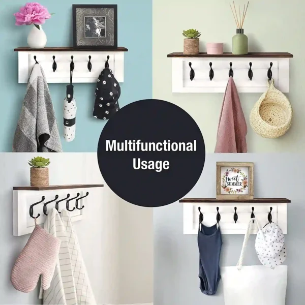 Decorative Coat Rack 5 Hooks- White