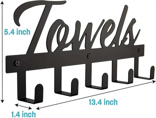 Aesthetic Bathroom Towel Rack for Wall Mount - Black
