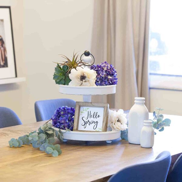 Beautiful Farmhouse Two Tiered Tray White