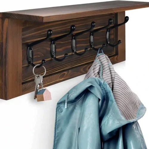 Decorative Coat Rack 5 Hooks- Brown