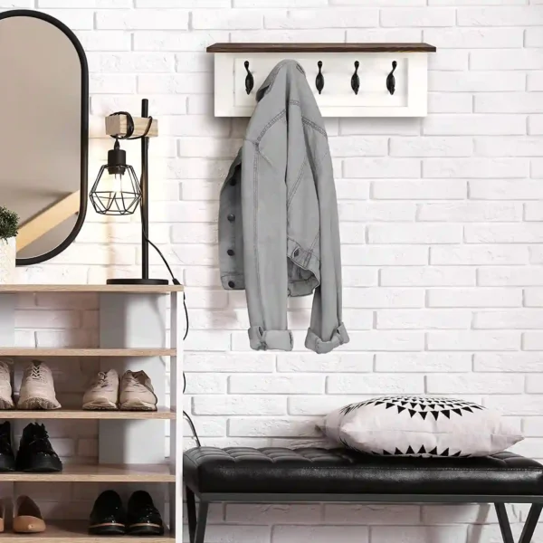 Decorative Coat Rack 5 Hooks- White