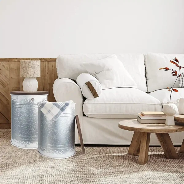 Farmhouse Storage End Table Set of 2