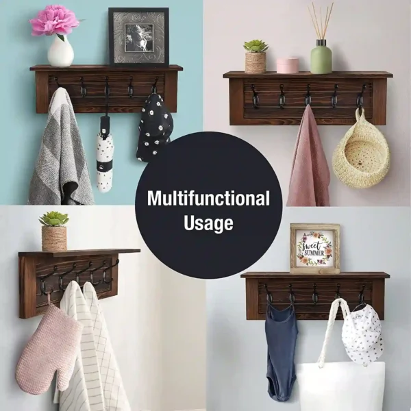 Decorative Coat Rack 5 Hooks- Brown