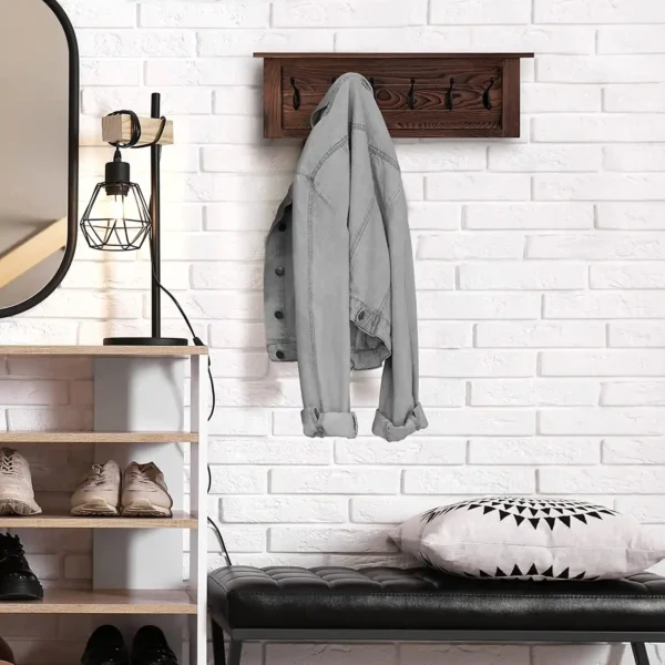 Decorative Coat Rack 6 Hooks- Brown