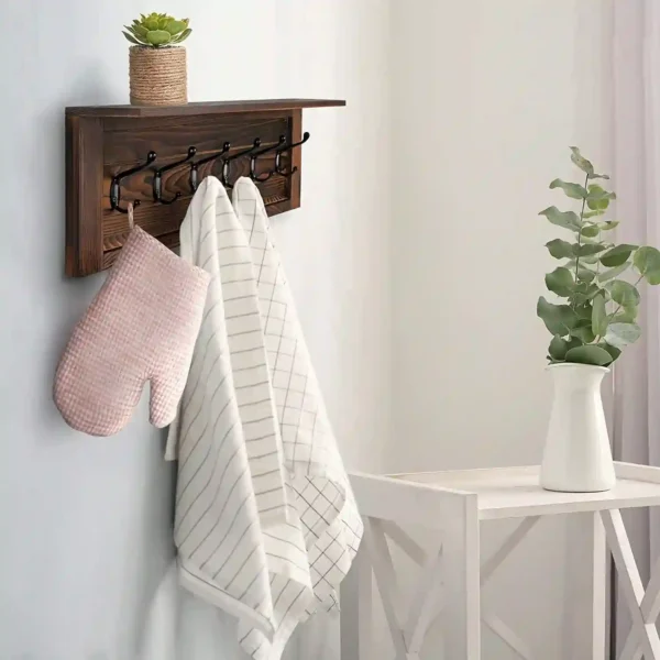 Decorative Coat Rack 6 Hooks - White