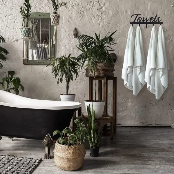 Aesthetic Bathroom Towel Rack for Wall Mount - Black