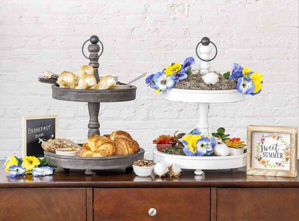 Beautiful Farmhouse Two Tiered Tray White