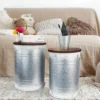 Farmhouse Storage End Table Set of 2