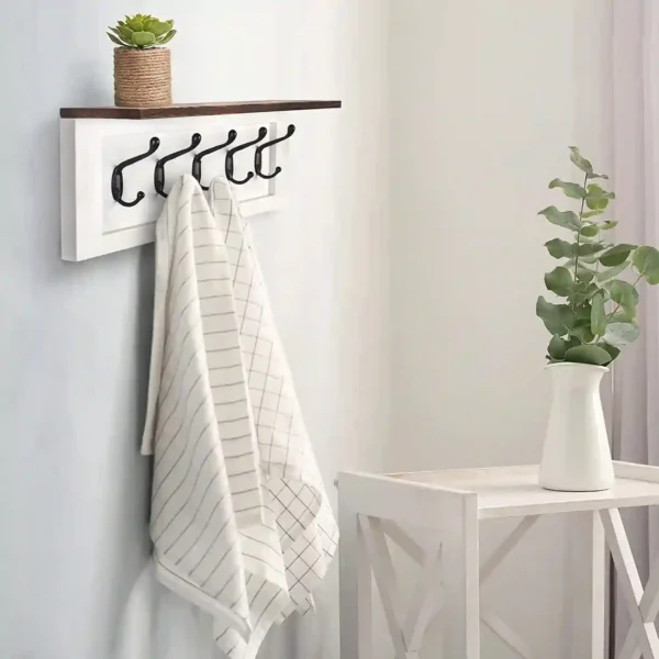 Decorative Coat Rack 5 Hooks- White