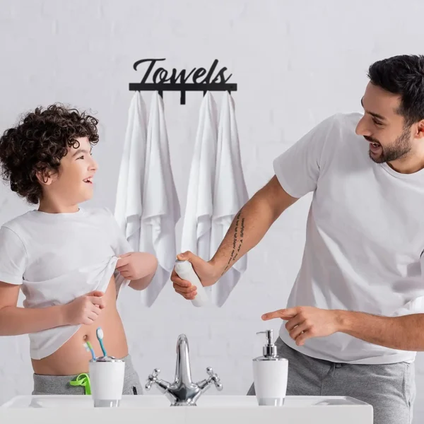 Aesthetic Bathroom Towel Rack for Wall Mount - Black