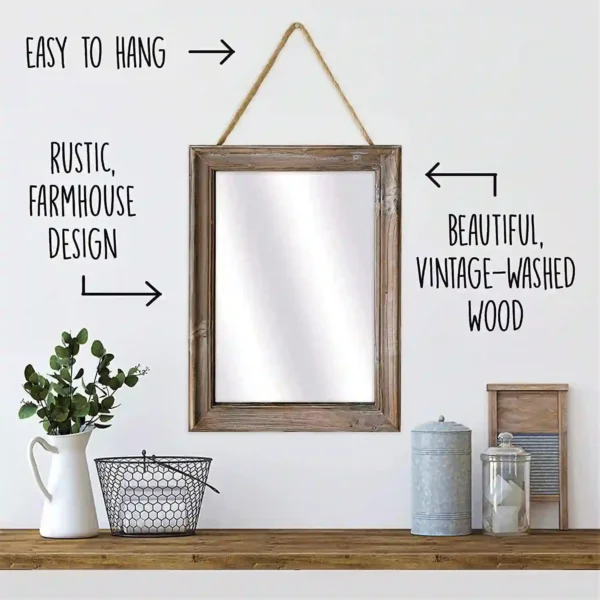 Decorative Rustic Mirror For Walls - Brown