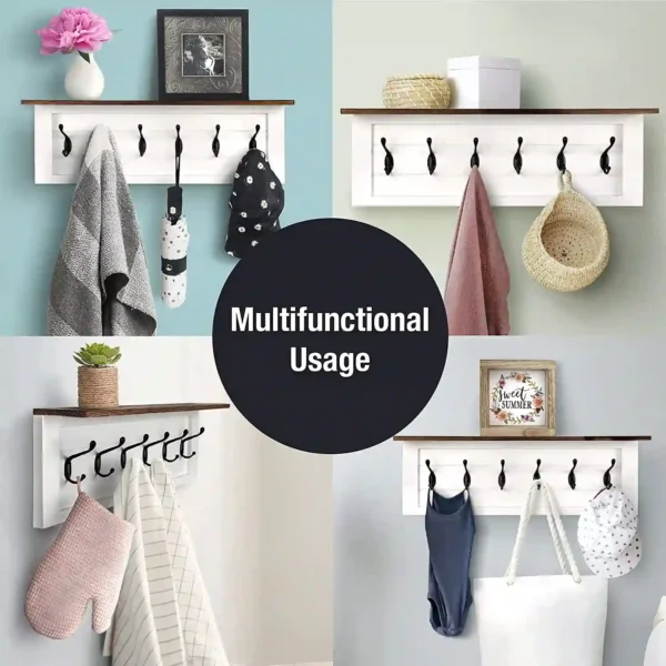 Decorative Coat Rack 6 Hooks - White