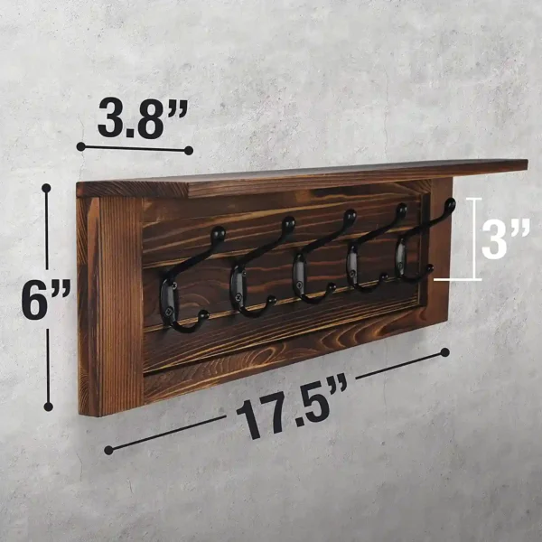 Decorative Coat Rack 5 Hooks- Brown